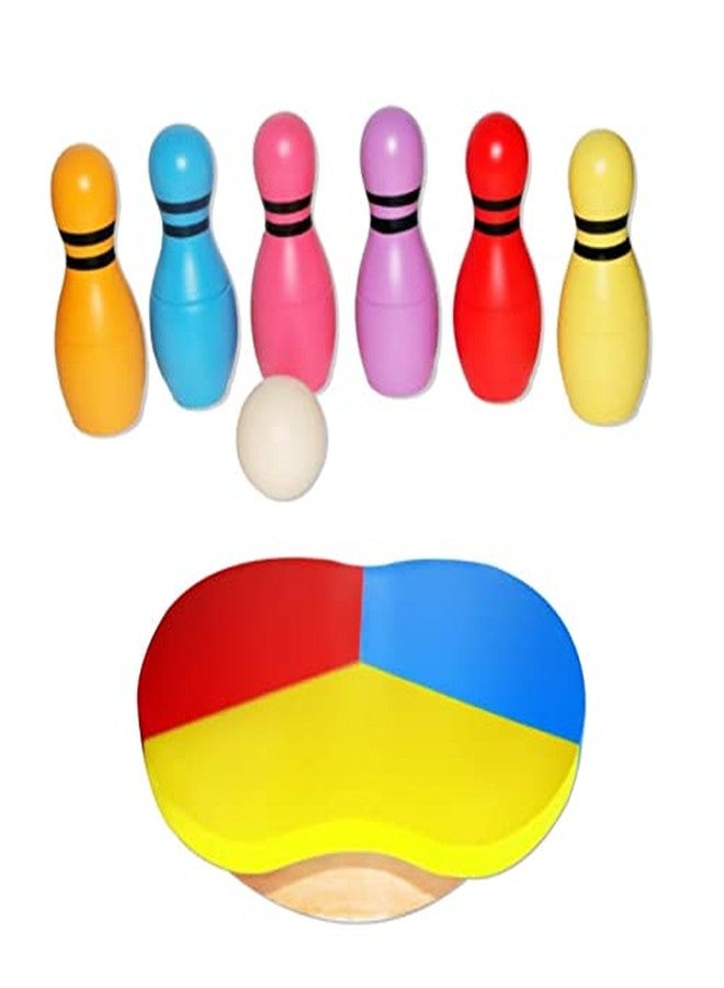 VParents Wooden Apple Balance Board and Wooden Mini Bowling Pins Toy Set (3-8 Years) - Indoor & Outdoor Activity Fitness Toy for Kids (Multi colour) - Image 1